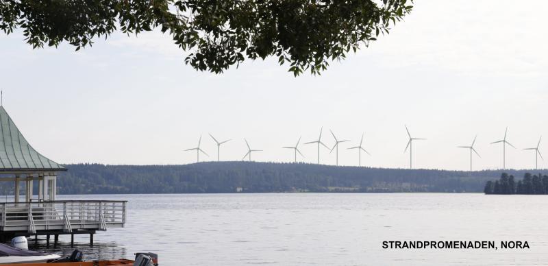 Fotomontage Norasjön 11 stycken vindkraftverk